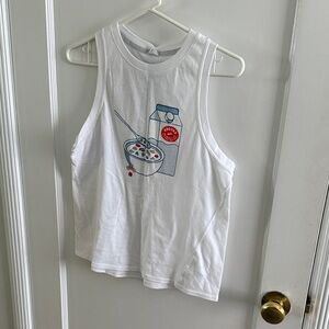 Women’s White Brooks Tank Top with Cereal Print